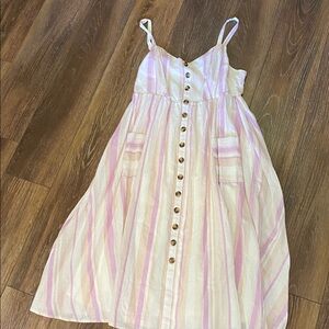 Striped Pink and White Button-Down Dress